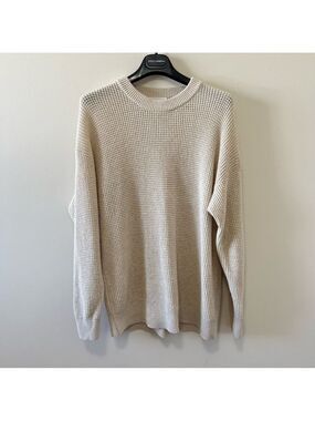 ARITZIA WILFRED FREE MERINO WOOL BLEND CREAM WAFFLE KNIT SWEATER